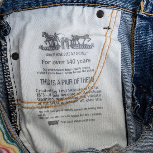 Levis 511 Shorts Blue Denim Pride Rainbow Stonewall Raw Hem Embroidered Size 30 - Picture 14 of 14